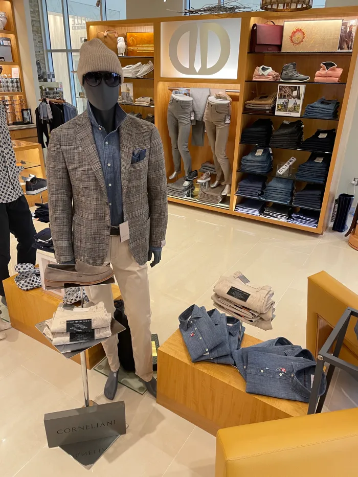 ensemble of mens clothing at Davelle Clothiers.