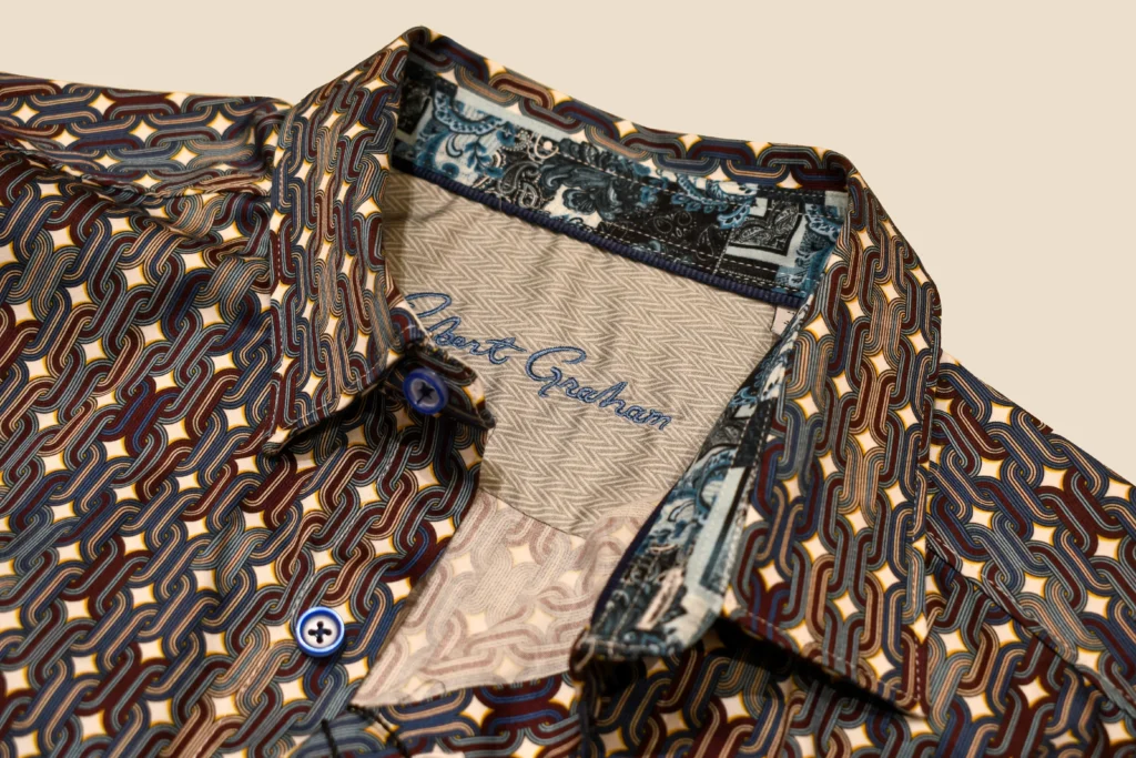 Colorful Robert Graham patterned shirt for adding personality to a men’s wardrobe