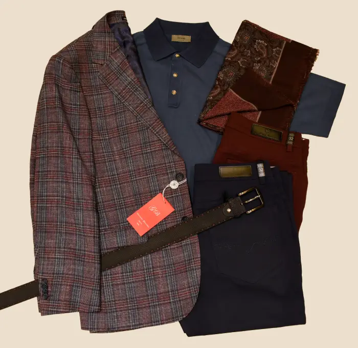 Colorful men’s clothing demonstrating how color and pattern add personality to an outfit